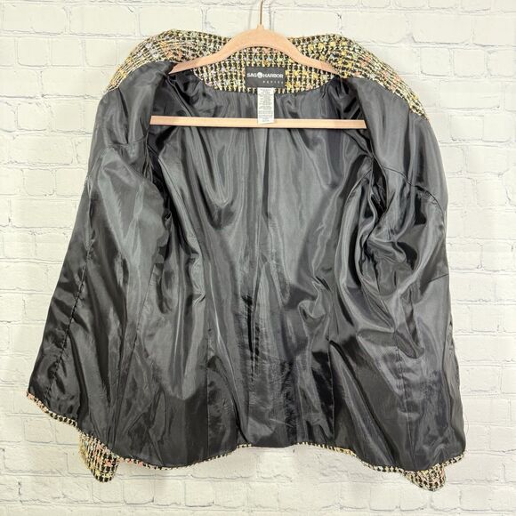 Sag Harbor Tweed Blazer Women Size 14 Petite Windowpane Front Slip Pockets Lined - Picture 9 of 9